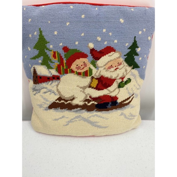 Handmade Christmas Wool Needlepoint/Cross Stitch Cushion Cover/Pillow Sham 13”